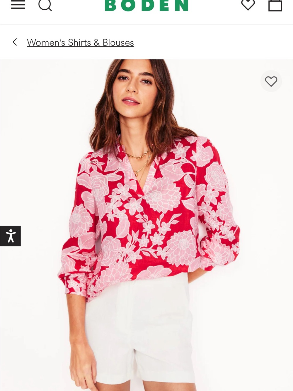 Boden Red and pink  Floral Wrap Blouse size 14